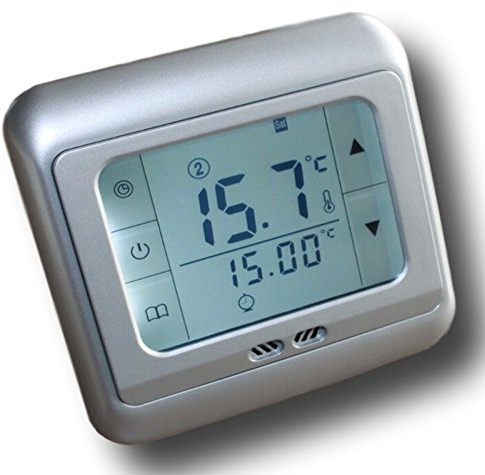 SM-PC®, Raumthermostat Silber programmierbar Touchscreen Digital Weisse Hintergrundbeleuchtung #859