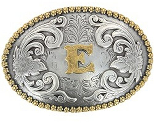 Nocona Belt Co. M&F E Initial Belt Buckle Silver