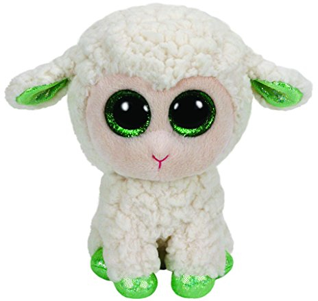 TY 36128 - Lala - Lamm mit Glitzeraugen und grünen Hufen, Ostern limitiert, Plüschtier, 15 cm, weiß