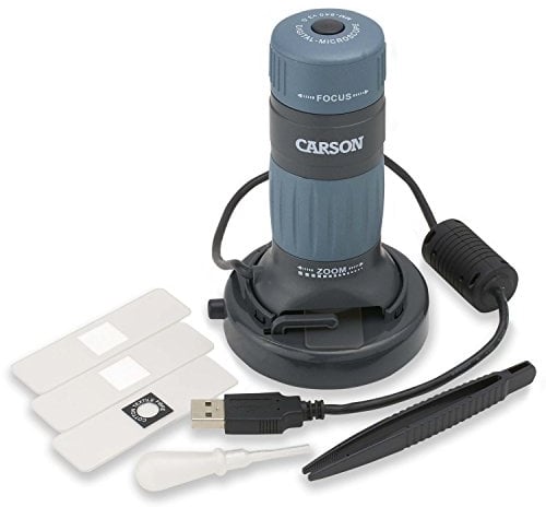 Carson Microscopio Digitale MM-940 zPix 300 Zoom 86x-457x con Fotocamera Integrata e Registrazione Video, USB, Nero (MM-940)
