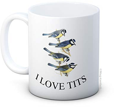 Tazza da caffè in ceramica con scritta I Love Tits - Bird Lover's