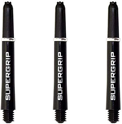 Harrows Dart-Schäfte aus Polycarbonat, Supergrip, mit gefrästen Ringen, Tweenie, Schwarz und Silber, 9 Stück