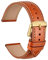 WOCCI 18mm Bracelet de Montre en Cuir Italien avec Boucle Dorée (Marron Doré)