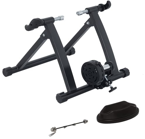 HOMCOM Rodillo de Bicicleta Entrenamiento Plegable con Resistencia Magnética para Ruedas de 26-28 Pulgadas Soporte Entrenador Bici para Casa Interior 54,5x47,2x39,1 cm Negro