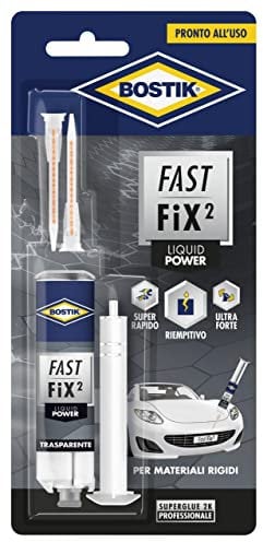 Bostik Fast Fix2 Liquid Power colle bicomponenti super forte e rapida, pronta all'uso, per materiali rigidi 10g trasparente