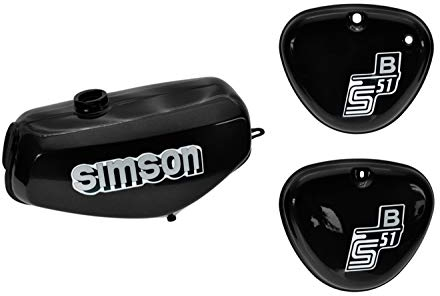 Tank Set mit Seitendeckel S51 S70 anthrazit Metallik, versiegelt, mit Aufkleber Simson