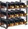 X-cosrack Rustikal 3-Tier stapelbar Weinregal freistehend 12 Flaschen Organizer Halter Ständer Arbeitsplatte Liquor Lagerregal Massivholz & Eisen 16,5 L x 7,0 B x 16,5 H-Patent angemeldet