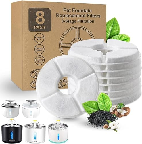 Parner 4 Packs Replacement Filter for Cat Fountain, Healthy and Hygienic Filter for Pet Water Dispenser