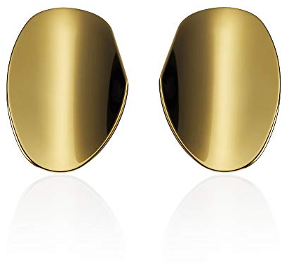 Namana Grosses Boucles d'Oreilles Femme en Miroir. Grandes Boucles d'Oreilles Or Femme en Plaqué Or avec un Effet Poli Miroir. Boucles d'Oreilles Dorées Originales Femme Livrées avec Écrin Cadeau.
