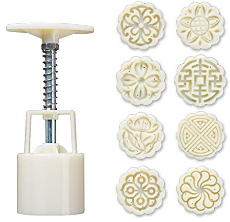 niumanery 8pcs Hand Press Cookie Stamp Moon Cake Decor Mould Barrel Mooncake Mold 25g DIY