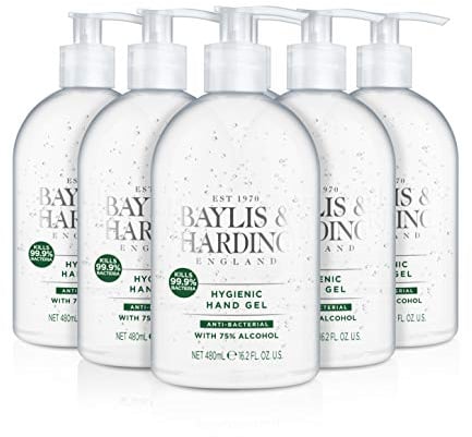 Baylis & Harding Anti-bacterial Unfragranced Hand Gel, 480ml, Pack of 6 - Vegan Friendly