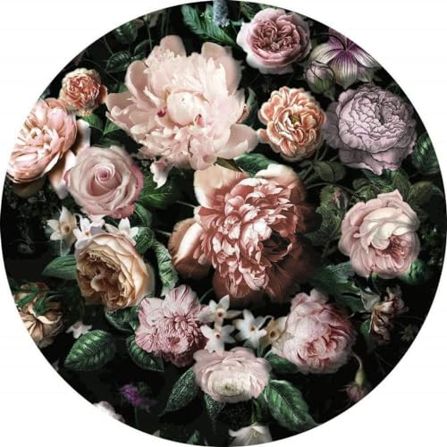 Komar DOT runde und selbstklebende Vlies Fototapete Flower Couture - Ø Durchmesser 125 cm - 1 Stück - Floral, Blumen, Blumenmotiv, Tapete, Dekoration, Wandtapete, D1-032