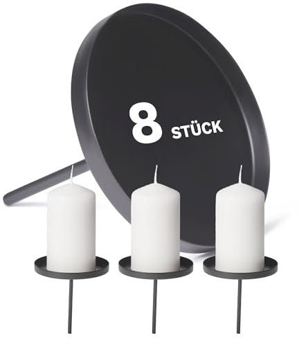 Novaliv 8X Kerzenpick Flach, 8 cm SCHWARZ Kerzenhalter für Adventskranz Kerzenpin Weihnachtskranz
