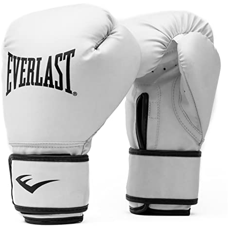 Everlast Core 2 Boxhandschuhe (S/M) Weiß, Kunstleder-Boxhandschuhe für Sandsack, Pratzenarbeit & Fitness, Klettverschluss, doppellagige Schaumstoffpolsterung, ergonomischer Griff – Everlast