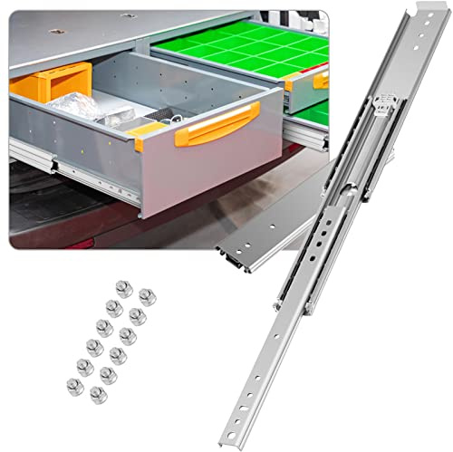 VEVOR Drawer Slides, 1 Pair 16 Inch Heavy Duty Drawer Slides, Ball Bearing Side Mount Drawer Hardware Slides, 500 LBS Load Capacity 3-Section, for Smooth Slide, Less Noise