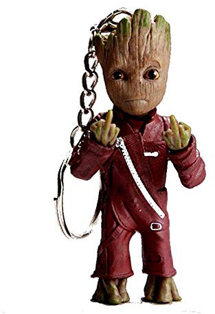 XuanAn Baby-Groot-Figuren Schlüsselanhänger-Anhänger-Modell Kinderspielzeug Baummann Schlüsselanhänger Auto Hängendes Dekor Schlüsselring Startseite Ornament