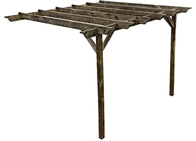 Wooden Garden Lean-to Pergola Kit - Orchid Design Wall-Mounted Shade Gazebo (4.2m x 4.8m, Rustic Brown)