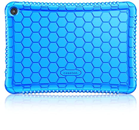 FINTIE Silicone Case for All-New Kindle Fire HD 8 Tablet and Fire HD 8 Plus Tablet (12th Generation, 2022 Release) - [Honey Comb Series] Light Weight Shock Proof Back Cover, (Blue)