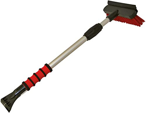 PETEX 4601 46010000 Brosse à neige/grattoir de glace avec lèvre en caoutchouc et tige télescopique 58 à 91 cm rouge