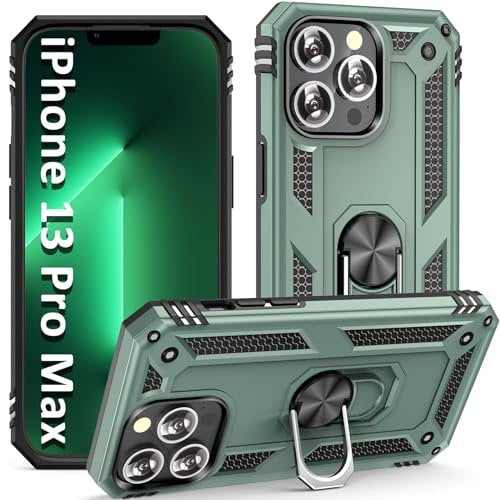 ADDIT Phone Case for iPhone 13 Pro Max Case,with Kickstand Ring,Adjustable Stand,Military Grade,Heavy Duty Protection,Shockproof,Anti-Fingerprint,Support Magnet Car Mount,Teal