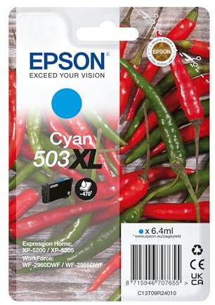 Epson 503XL Chillies, Genuine Cyan Ink Cartridge