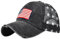 YULOONG Vintage Half Mesh Baseball Cap Stickerei USA Flag Stars Washed Denim Trucker Cap Cotton Sun Hat Adjustable Unisex Schwarz