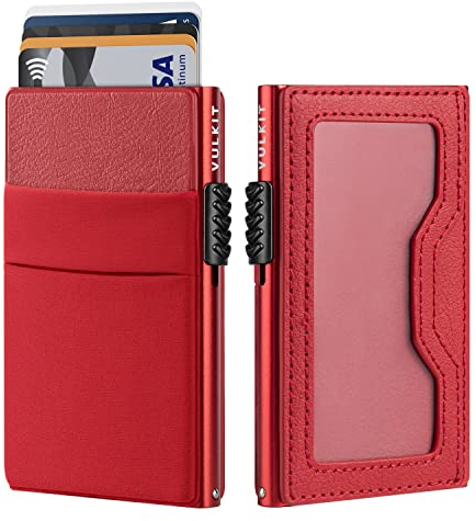 VULKIT Credit Card Holder with EDC Pockets & ID Window RFID Blocking Pop Up Card Wallet Slim Metal Wallet