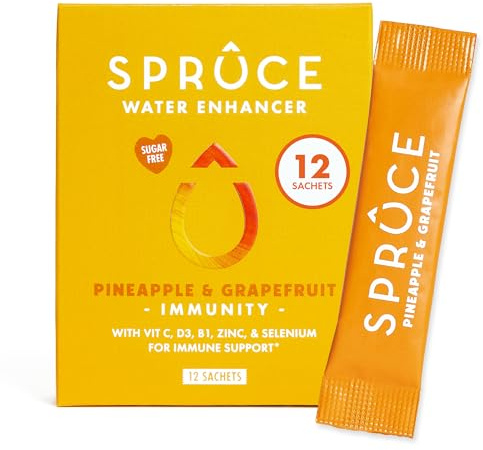 Sugar-Free, Low Calorie Water Enhancer – Support Immunity, Bones & Muscles, Healthy Heart & Brain, Boost Metabolism - Hydration Powder With Vitamins & Minerals - Pineapple & Grapefruit, 12 Sachets