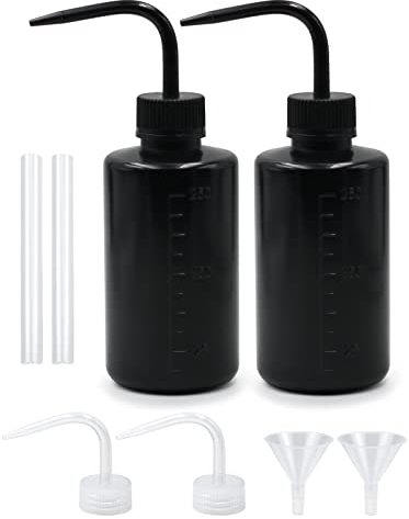 Episkey 2 Stück Spritzflasche 250ml, Kunststoff Squeeze Flasche Laborflasche Waschflasche aus LDPE Material, Quetschflasche für Laborreinigung Pflanzenbewässerung (Schwarz, 250ml)