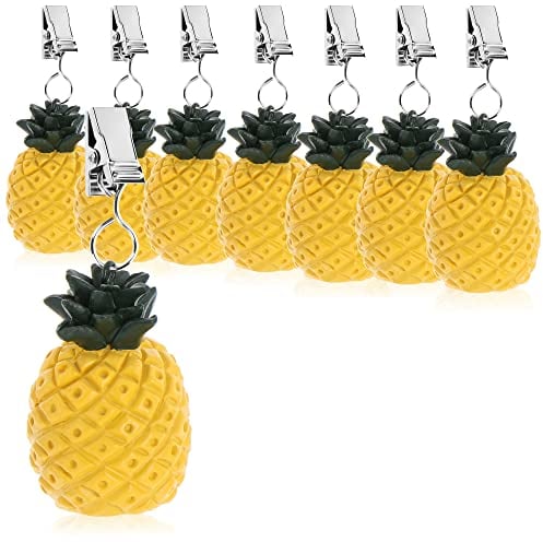 com-four® 8X Tischdeckenbeschwerer - wetterbeständige Tischtuchgewichte mit Klammer - Tischtuchklammer in Ananas-Design - ca. 40 g (8 Stück - Ananas - 40g)