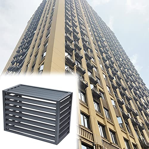 Air Conditioner Cover Air Conditioner Fence Screen Outdoor aluminum alloy Plant Stand Air-conditioning Rack external rain-proof protective cover Garden Courtyard Trash Enclosure ( Color : Black A , Si