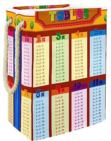 Grand panier à linge, panier à linge étanche sur pied, grand panier à linge pliable et pliable, facile à transporter pour dortoir, famille, voyage,Table de multiplication mathématique