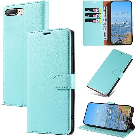 KKEIKO Coque pour iPhone 8 Plus/iPhone 7 Plus, Antichoc Magnetique Étui à Rabat avec Porte Cartes, Portefeuille Housse en Cuir PU pour iPhone 8 Plus/iPhone 7 Plus, Vert