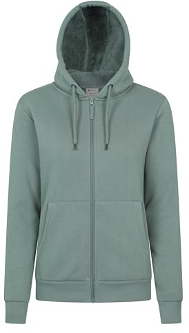 Mountain Warehouse Dalton Womens Sherpa Lined Hoodie - Warm & Cosy, Full Zip Sweartshirt with Front Pockets & Drawcord - For Spring Summer, Outdoors & Walking Khaki 10