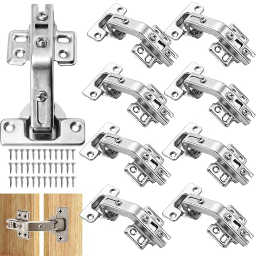 Mezchi Paquete de 8 bisagras Lazy Susan de 135 grados, bisagras ajustables para armario de cocina con tornillos, superposición completa oculta para puertas de armarios de cocina, armarios, puertas