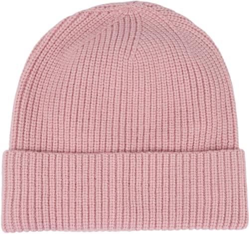 styleBREAKER Unisex Feinstrick Beanie Mütze mit Krempe, warme Winter Strickmütze Einfarbig, Rippen Strickmuster 04024154, Farbe:Altrose