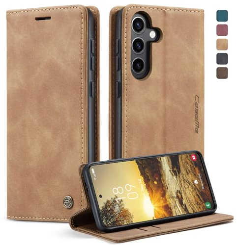 KZB Handyhülle für Samsung Galaxy S24 5G Hülle Premium Lederhülle Klappbar Flip Case Tasche Magnet Kartenfach Standfunktion Klapphülle Schutzhülle für Samsung Galaxy S24 6,2'' - Braun