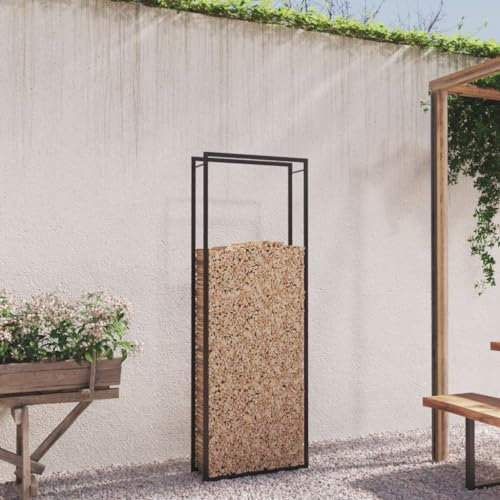 prissent 80x28x222 cm Portalegna in Acciaio Nero Opaco Portalegna Metallo Portalegna da Ardere Portalegna Moderno Portalegna da Esterno Acciaio Portalegna Verticale Portalegna Grande