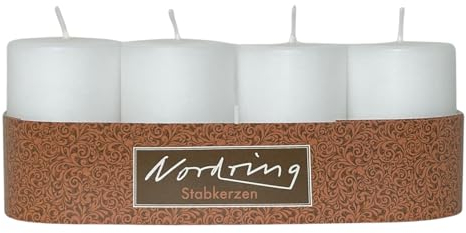 Nordring 4 Stück Stumpenkerzen Soft 4 x 6 cm hoch weiss unparfümiert