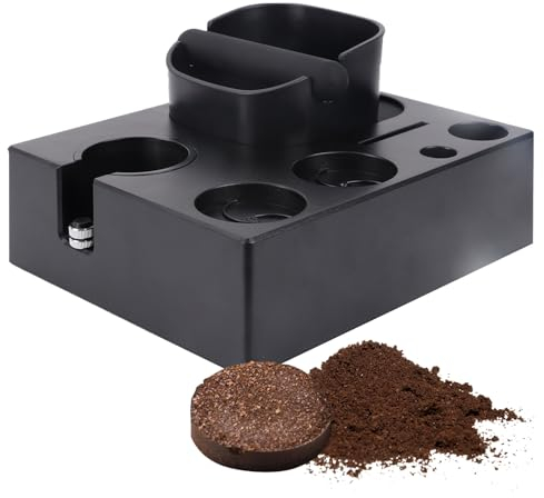Domigard Espresso Tamping Station, 51/53/58mm Universal Coffee Tamper Holder Base with Coffee Knock Box, Espresso Coffee Accessories Organizer Box for Baristas, Coffee Shop, Home