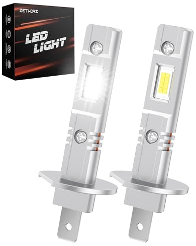 Zethors Bombillas LED H1 Faros 2024 Actualizado 60W 16000LM 6500K Blanco para Luz Alta/Baja Mini Lampara H1 LED Coche Halógeno Reemplazo, No Polaridad, Plug and Play, Canbus Listo, 2PCS