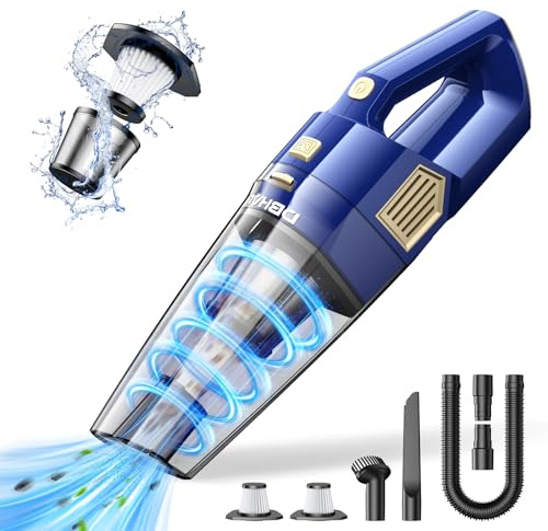 DBHAL Handheld Vacuum Cordless Rechargeable, Hand Held Car Vacuum Cleaner | 15000PA Powerful Suction Portable Car Vacuum Cleaner with Multi Accessories, Hand Vacuum Cordless Rechargeable for Car Home