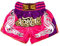 MUAY NATION Pantaloncini Muay Thai per Uomo e Donna, Pantaloncini da Boxe MMA dal Taglio Slim, Abbigliamento da Allenamento per Kickboxing (IT, Testo, XL, Regular, Regular, Prm Rosa/Viola)