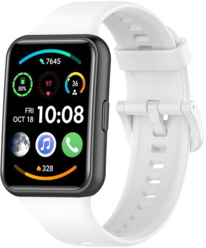 Silikon Armband für Huawei Watch Fit 2, Sport Armbänder Uhrenarmband, Ersatzarmband für Huawei Watch Fit 2 (White)
