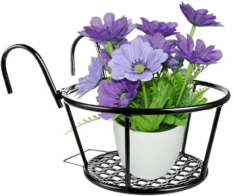 Support de Pot de Fleur Suspendu, Support Jardiniere Balcon Rond, Pot de Fleur Suspendu en Métal, Fer Rond Crochet Pot Fleur, Rond Paniers de Jardinière, pour La Maison, Balcon, Jardin, Balustrade