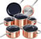 Nuwave Induction Ready Hob Pan Set 12 Pieces G10 Duralon Blue Ceramic, Non Stick Pots and Pans Sets, Cooking Pan Set, Pans, Cookware with Lids, Saucepan Pots and Frying Pans, PFAS Free
