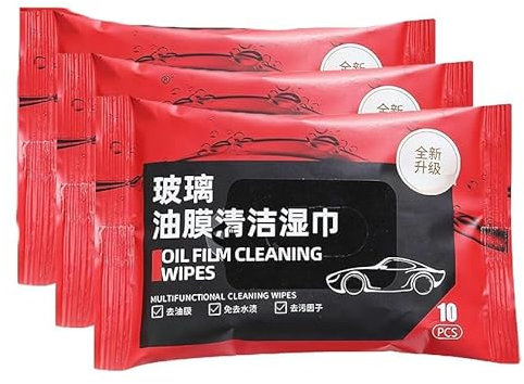 Tücher für die schnelle Reinigung, Tücher zum Entfernen von Autoglas-Ölfilmen, Lederpolsteraufarbeitung, Kunststoffpflege, Feuchttücher für Windschutzscheibe, vorderes und hinteres Fenster (3pcs)