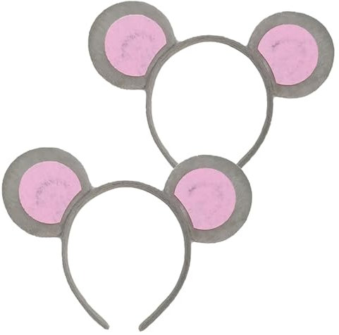 Dinghaole 2 Pcs Mouse Ears Headband,Animal Ears Hairband For Adults and kids,Children's Performance Gray Ears Hair Accessories,Animal Role Play,Mouse Animal Headpiece,Halloween Theme Party Supplies