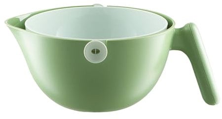 Rotating Kitchen Colander Set, Double Layer Vegetable Washing Basket with Handle Plastic Strainer with Bowl Drain Basket for Pasta, Spaghetti, Fruit, Salads (Avocado Green)