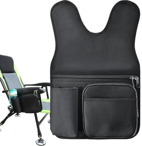 Generisch Strandkorb-Seitentasche, Angelstuhl-Armlehnentasche - Seitentasche aus Oxford-Stoff mit großem Fassungsvermögen,Schwarze Stuhl-Seitentasche, verdickter Stuhl-Seiten-Organizer für Camping,